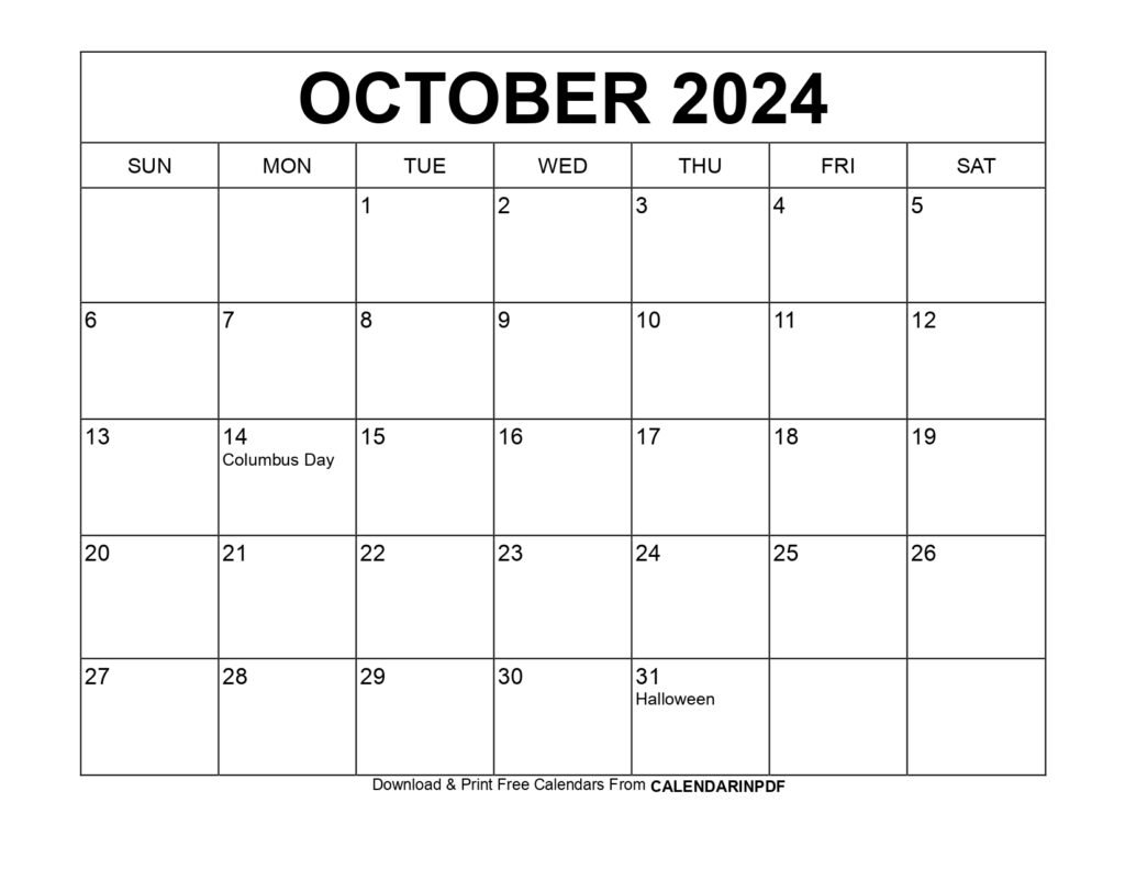 October 2024 calendar