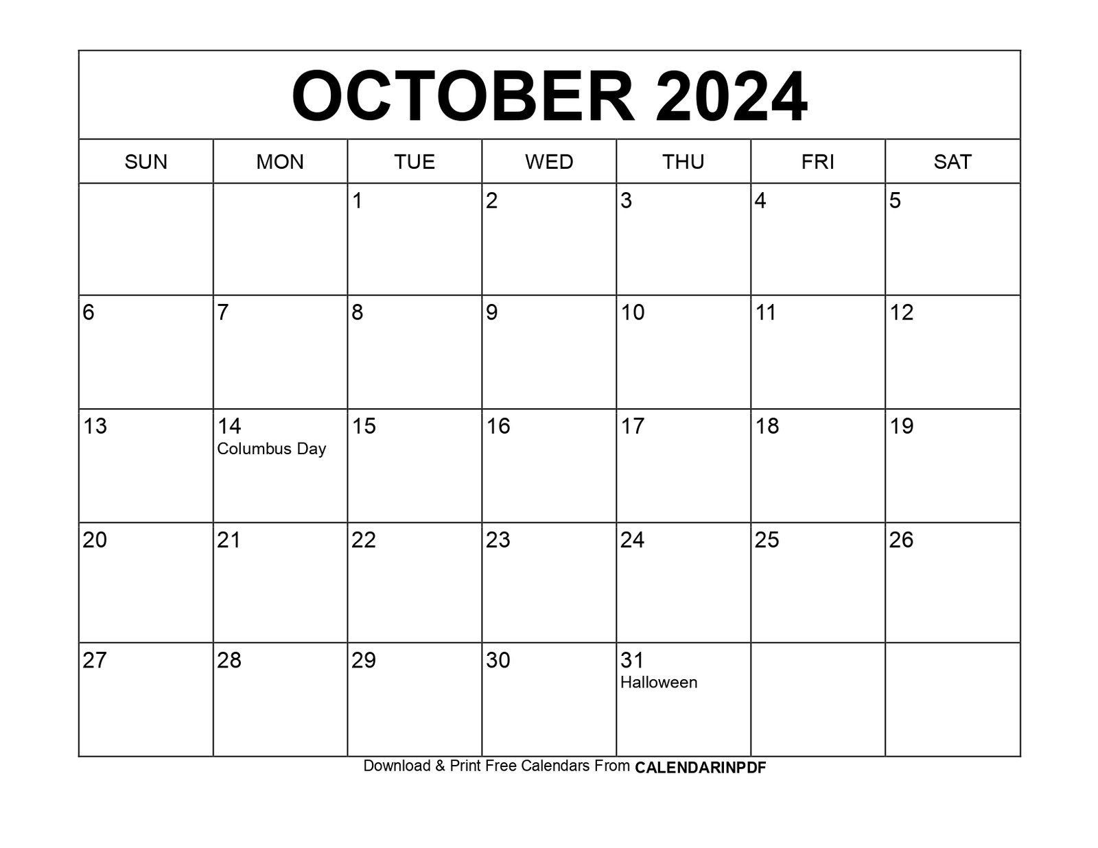 October 2024 calendar